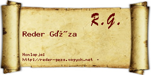Reder Géza névjegykártya