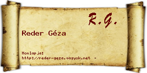 Reder Géza névjegykártya